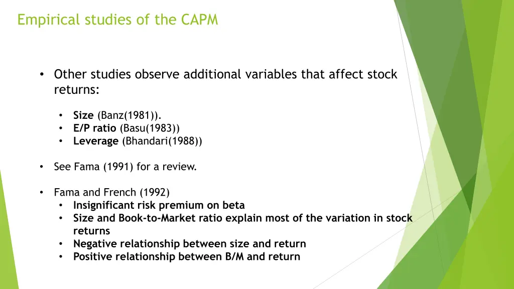 empirical studies of the capm 1