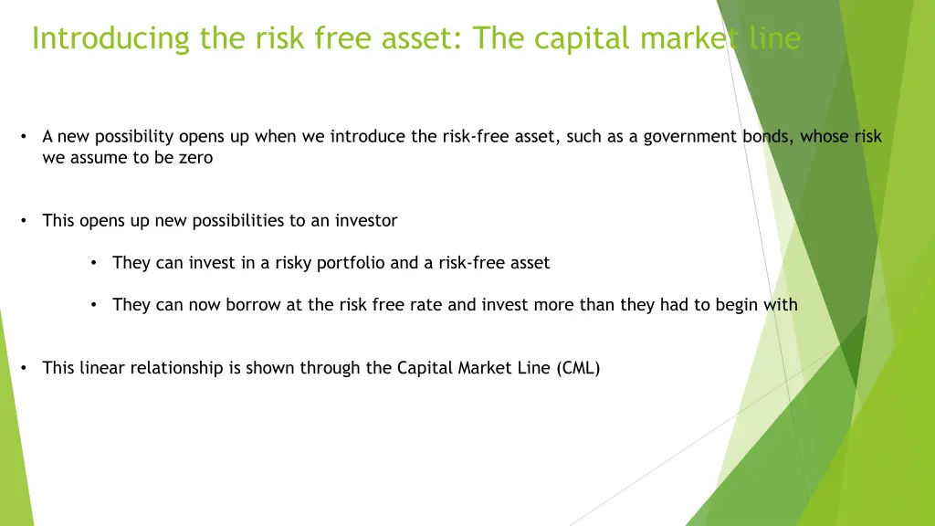 introducing the risk free asset the capital