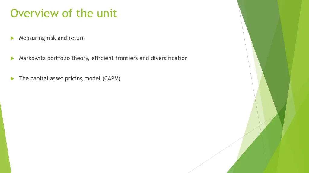 overview of the unit