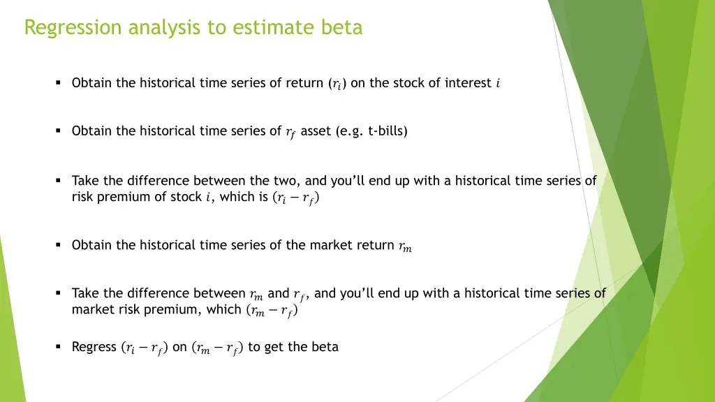 regression analysis to estimate beta