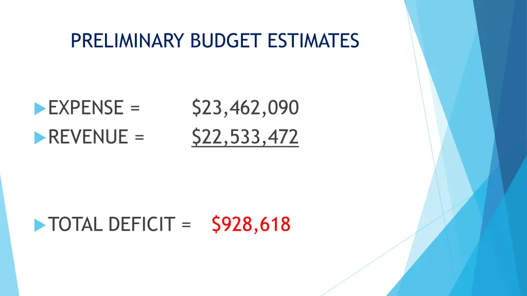 preliminary budget estimates