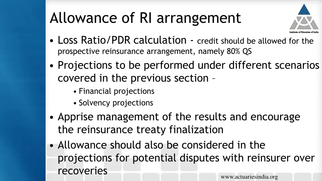 allowance of ri arrangement
