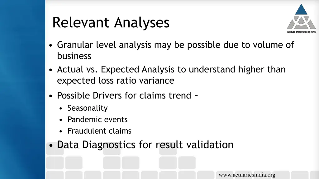relevant analyses