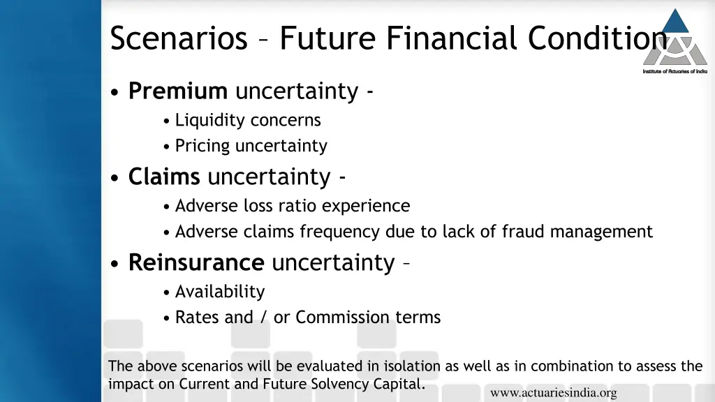 scenarios future financial condition
