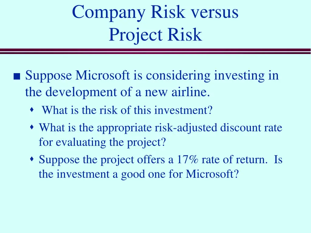 company risk versus project risk 1