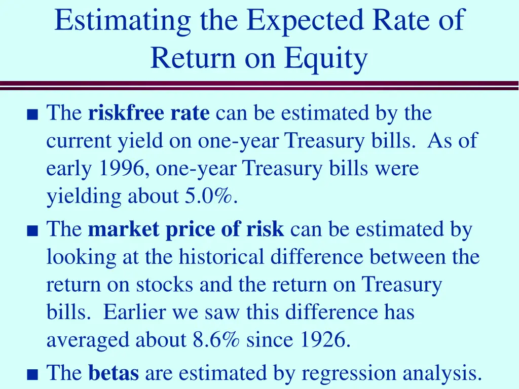 estimating the expected rate of return on equity 1