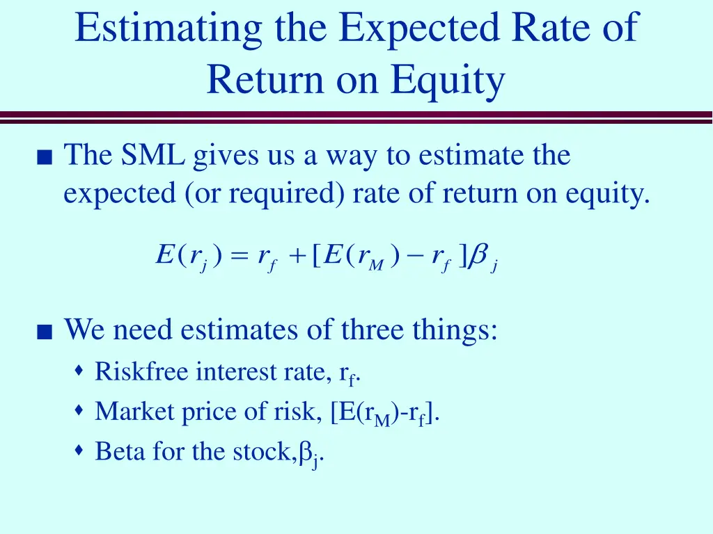 estimating the expected rate of return on equity
