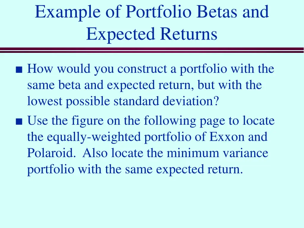 example of portfolio betas and expected returns 1