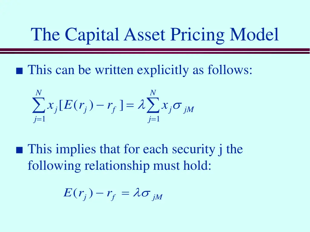 the capital asset pricing model 1
