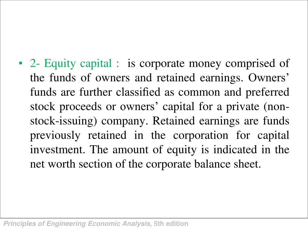 2 equity capital is corporate money comprised