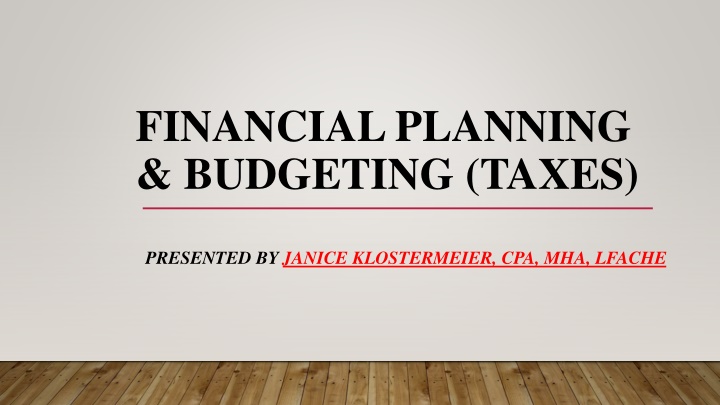 financial planning budgeting taxes