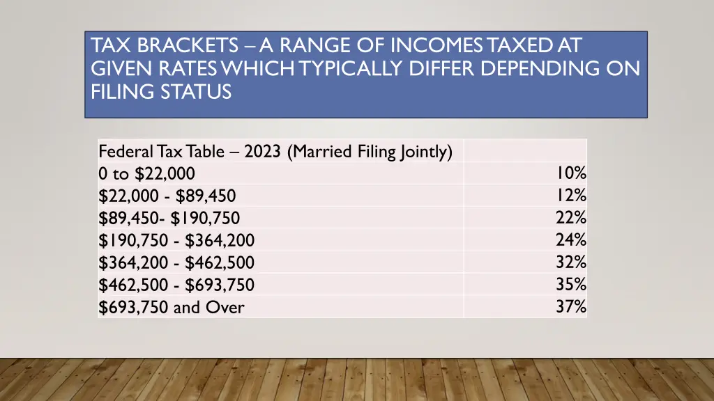 tax brackets a range of incomes taxed at given