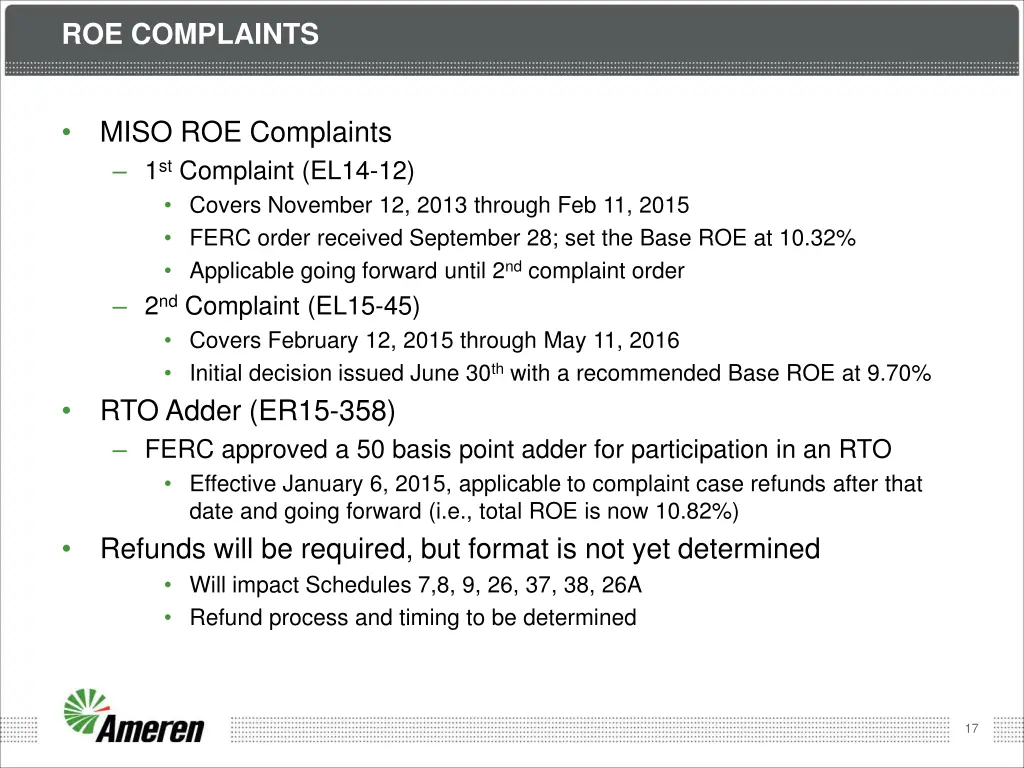 roe complaints