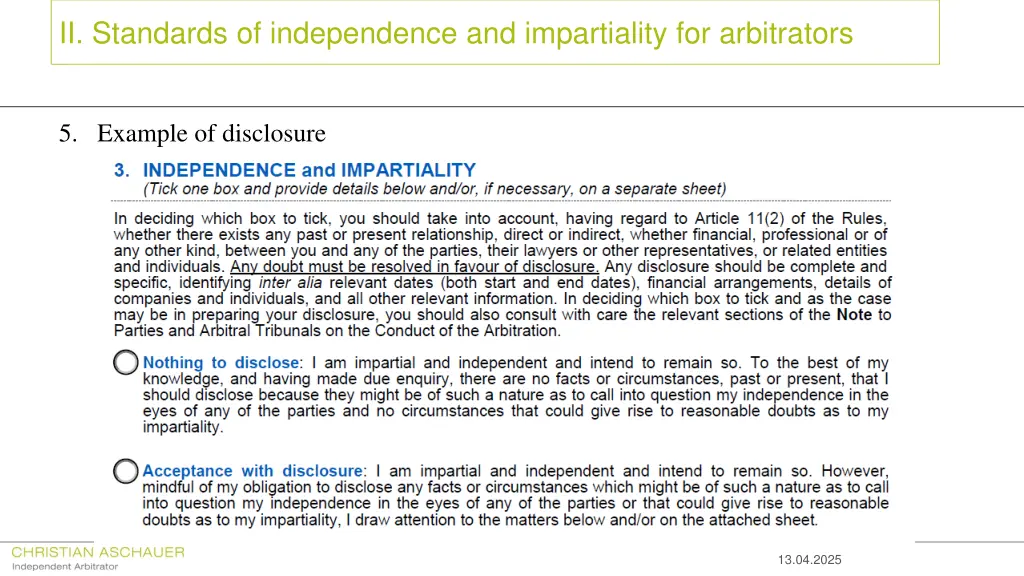 ii standards of independence and impartiality 7