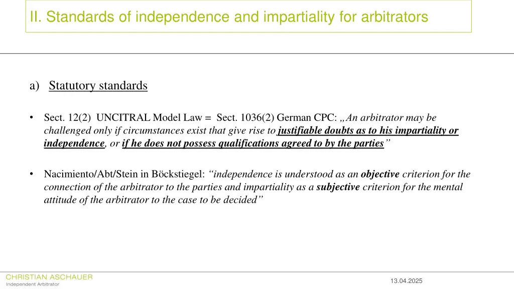 ii standards of independence and impartiality