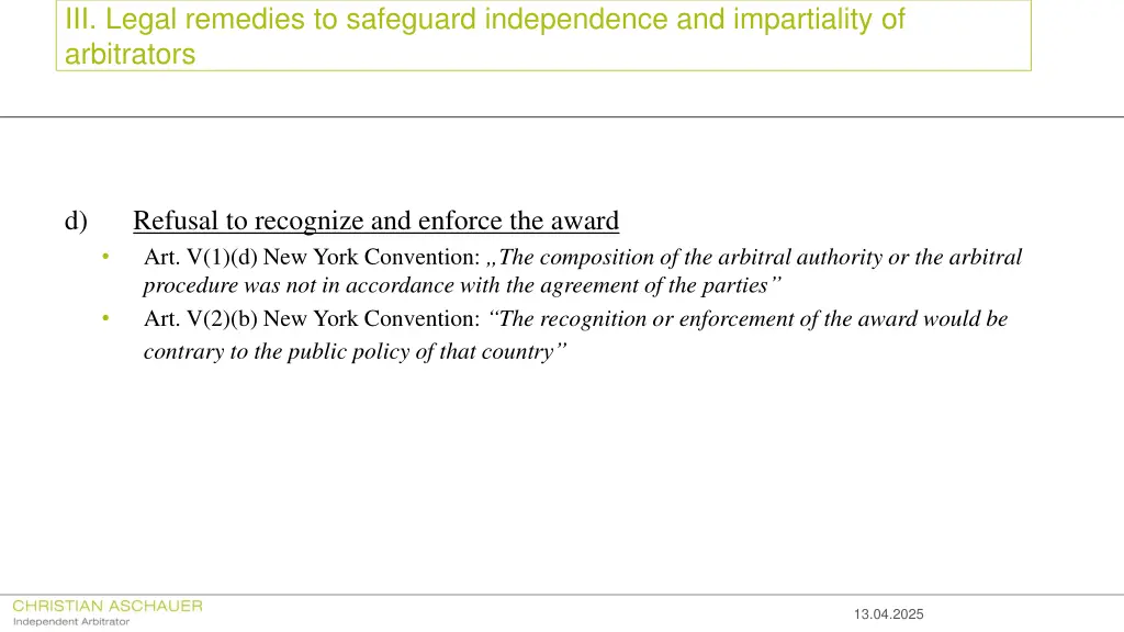iii legal remedies to safeguard independence