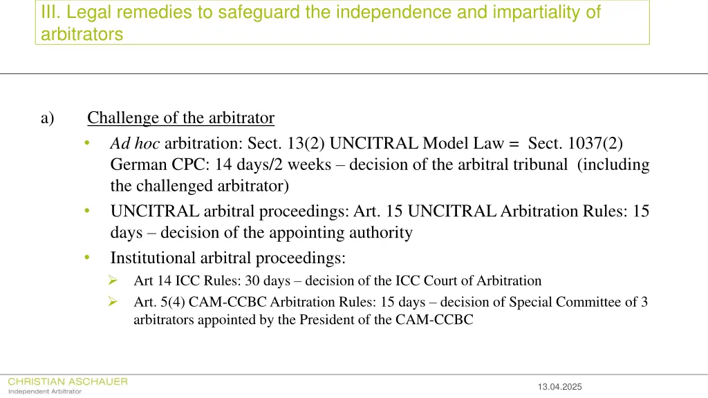 iii legal remedies to safeguard the independence
