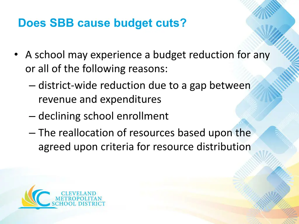 does sbb cause budget cuts 1