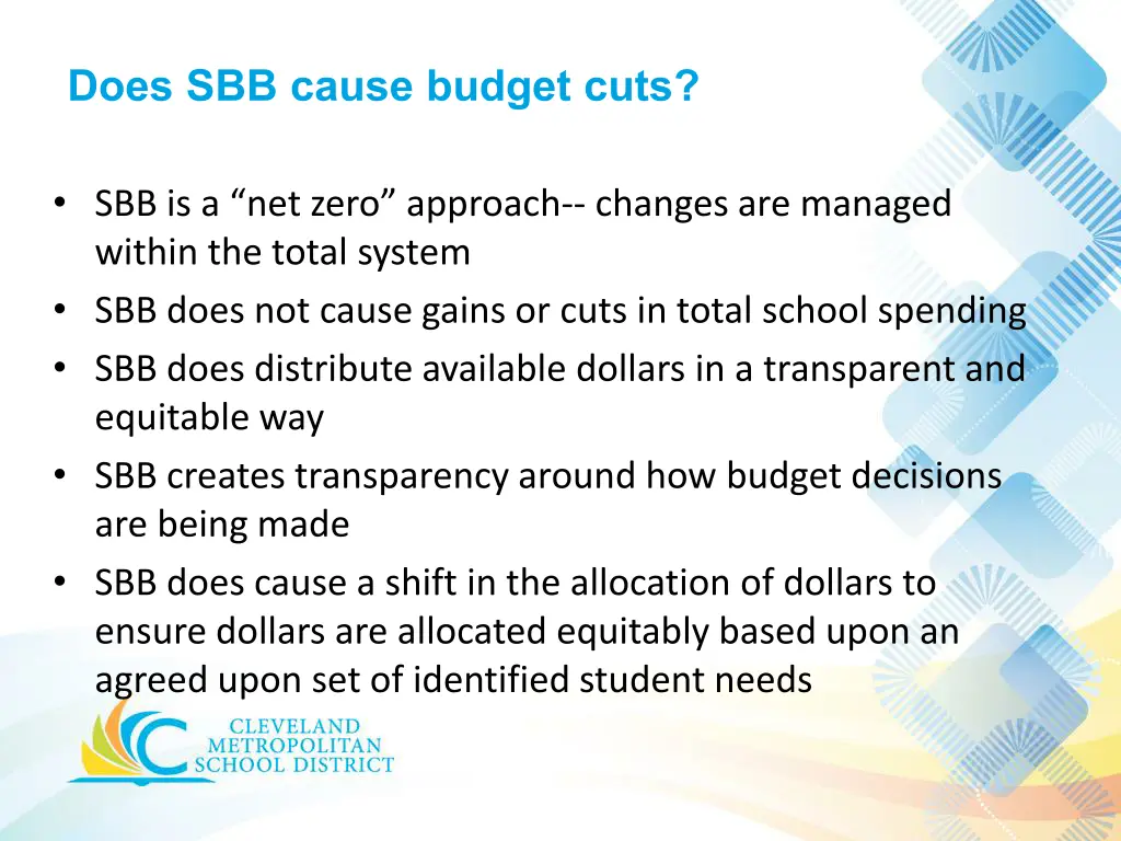 does sbb cause budget cuts