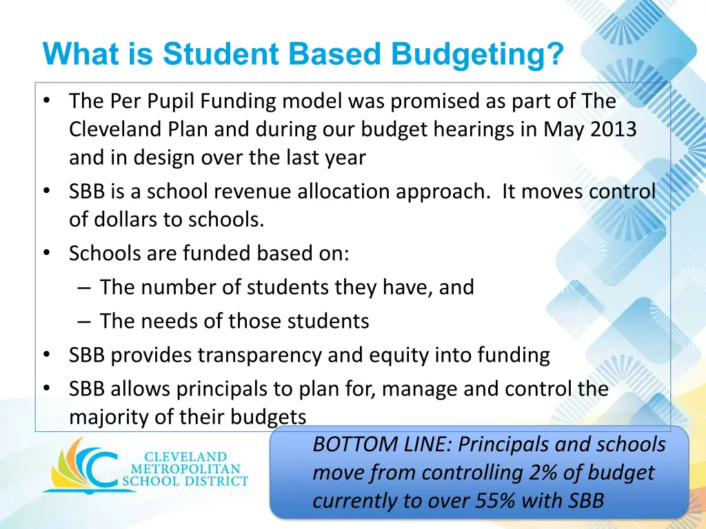 what is student based budgeting the per pupil