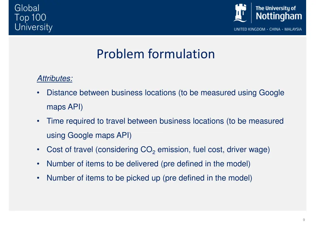 problem formulation