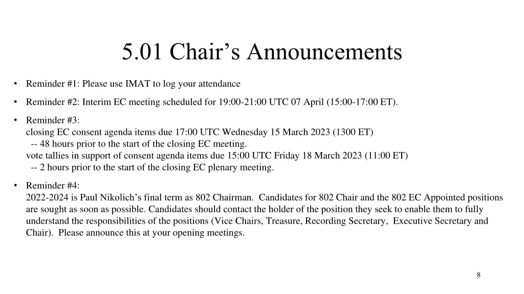 5 01 chair s announcements 1