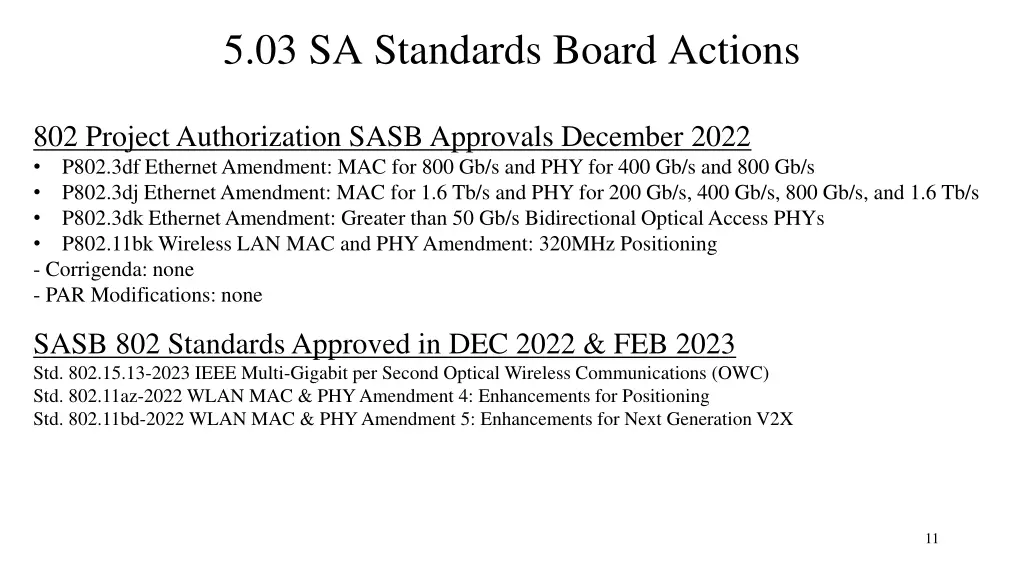 5 03 sa standards board actions