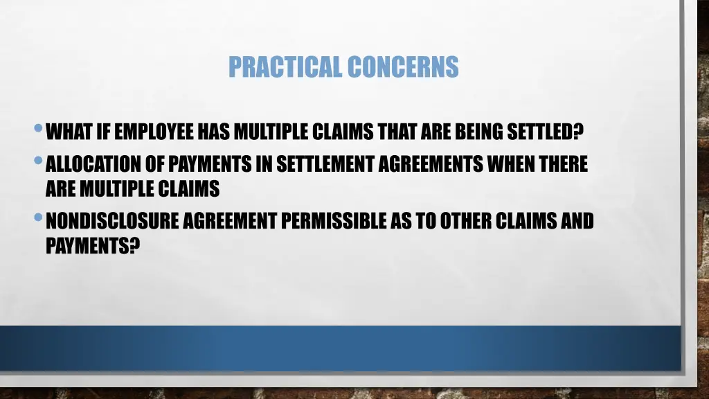 practical concerns 1