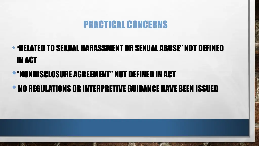 practical concerns