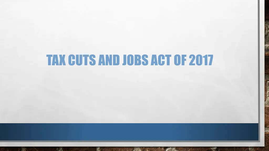 tax cuts and jobs act of 2017