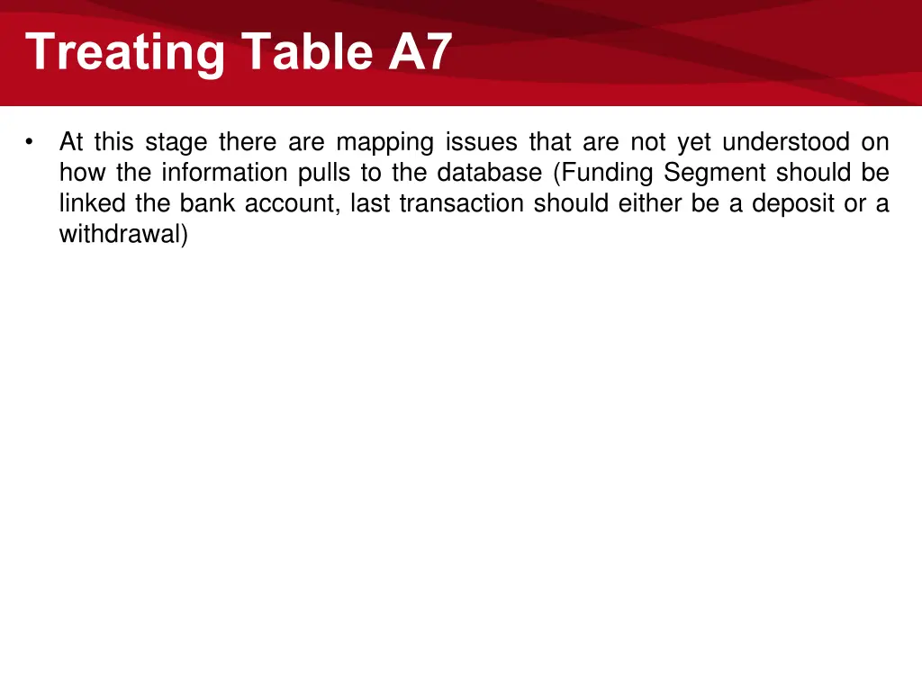 treating table a7