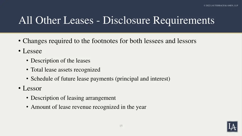 all other leases disclosure requirements