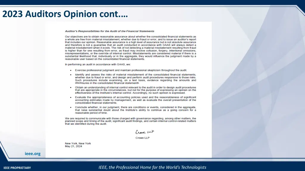 2023 auditors opinion cont