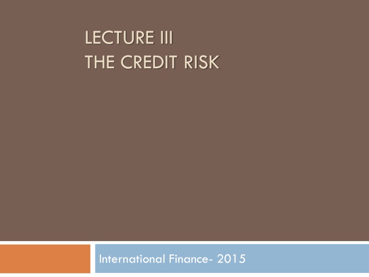 lecture iii the credit risk