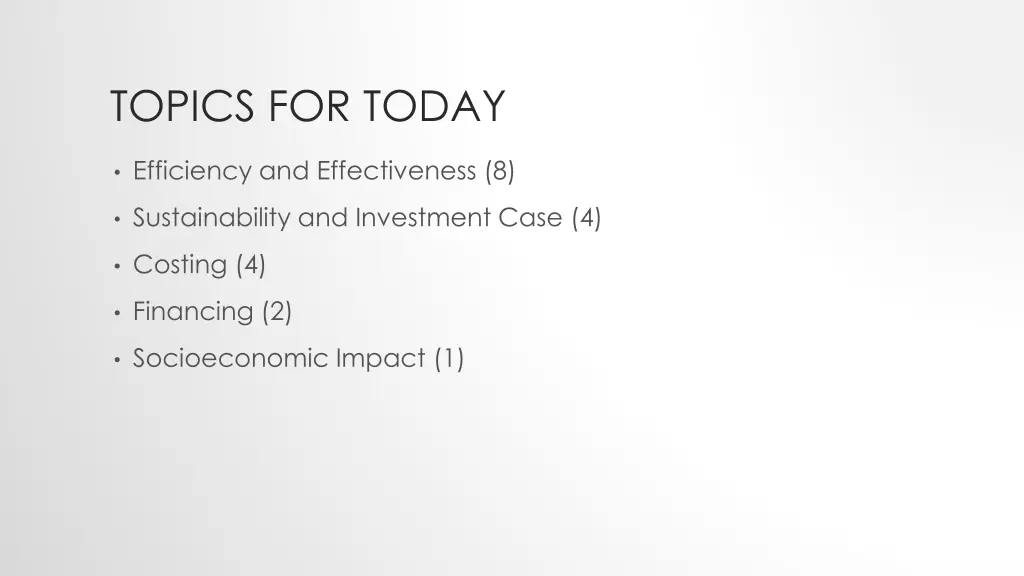 topics for today