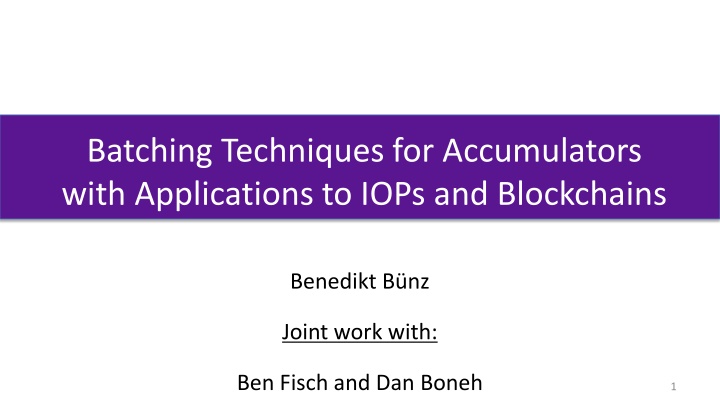 batching techniques for accumulators with