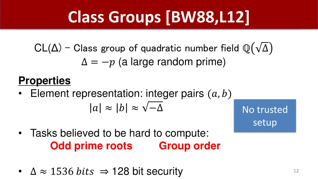 class groups bw88 l12