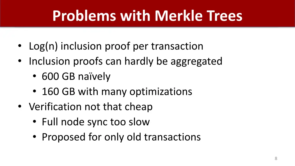 problems with merkle trees