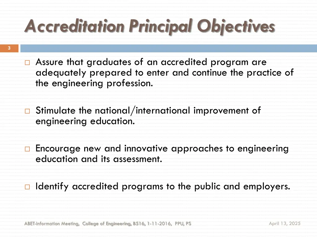accreditation principal objectives
