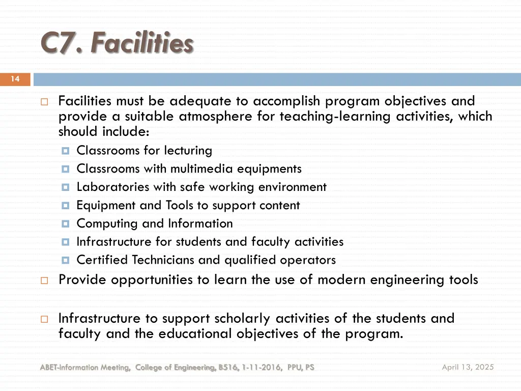 c7 facilities