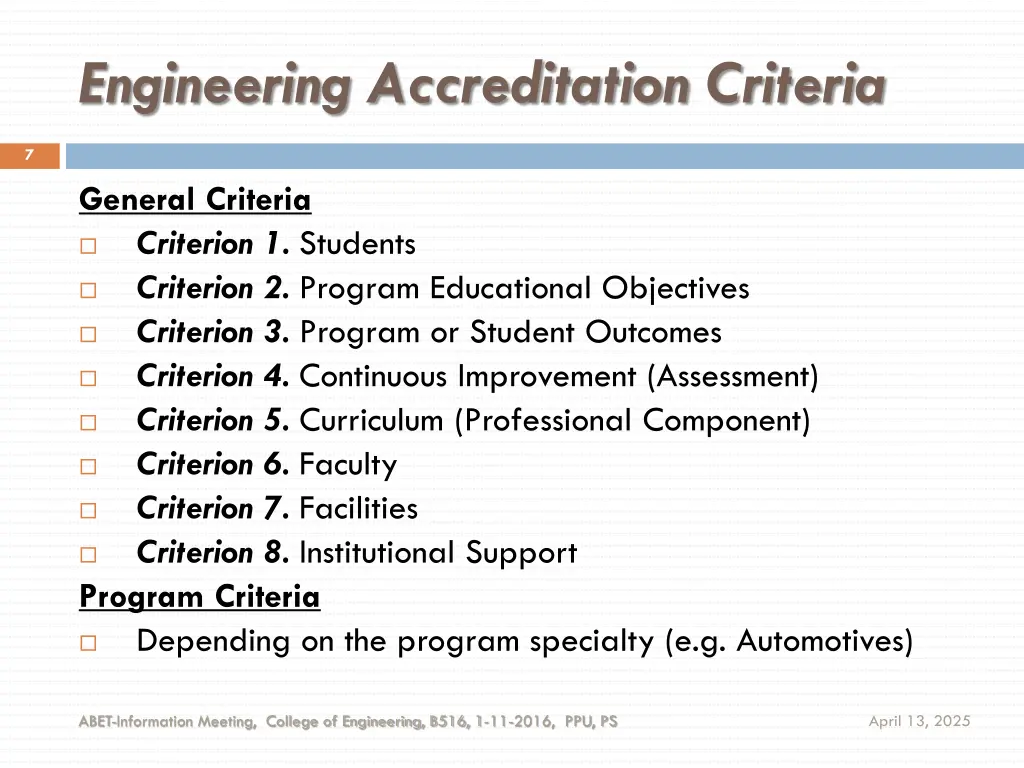 engineering accreditation criteria