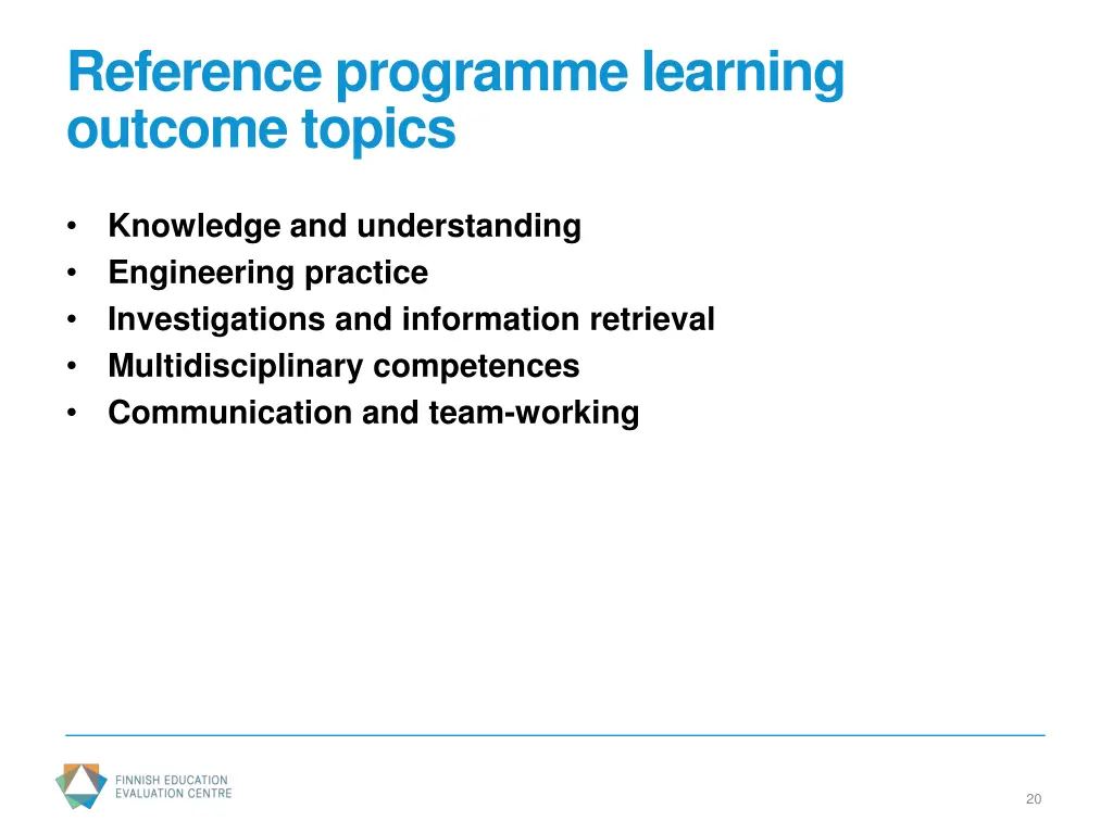 reference programme learning outcome topics
