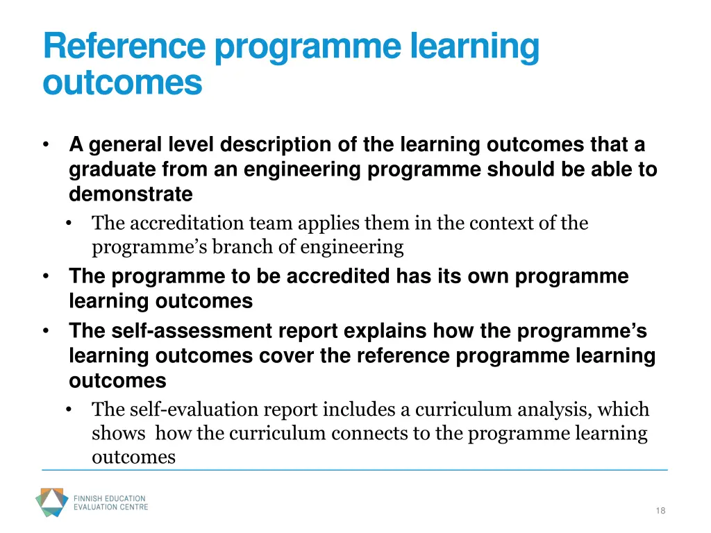 reference programme learning outcomes