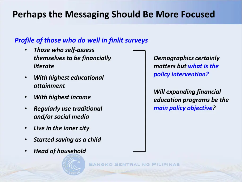 perhaps the messaging should be more focused