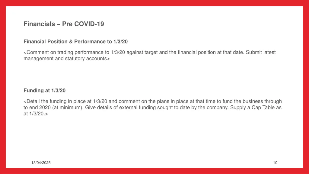 financials pre covid 19