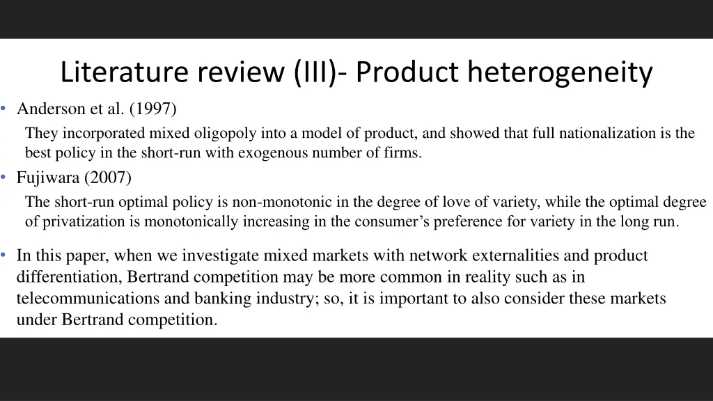 literature review iii product heterogeneity