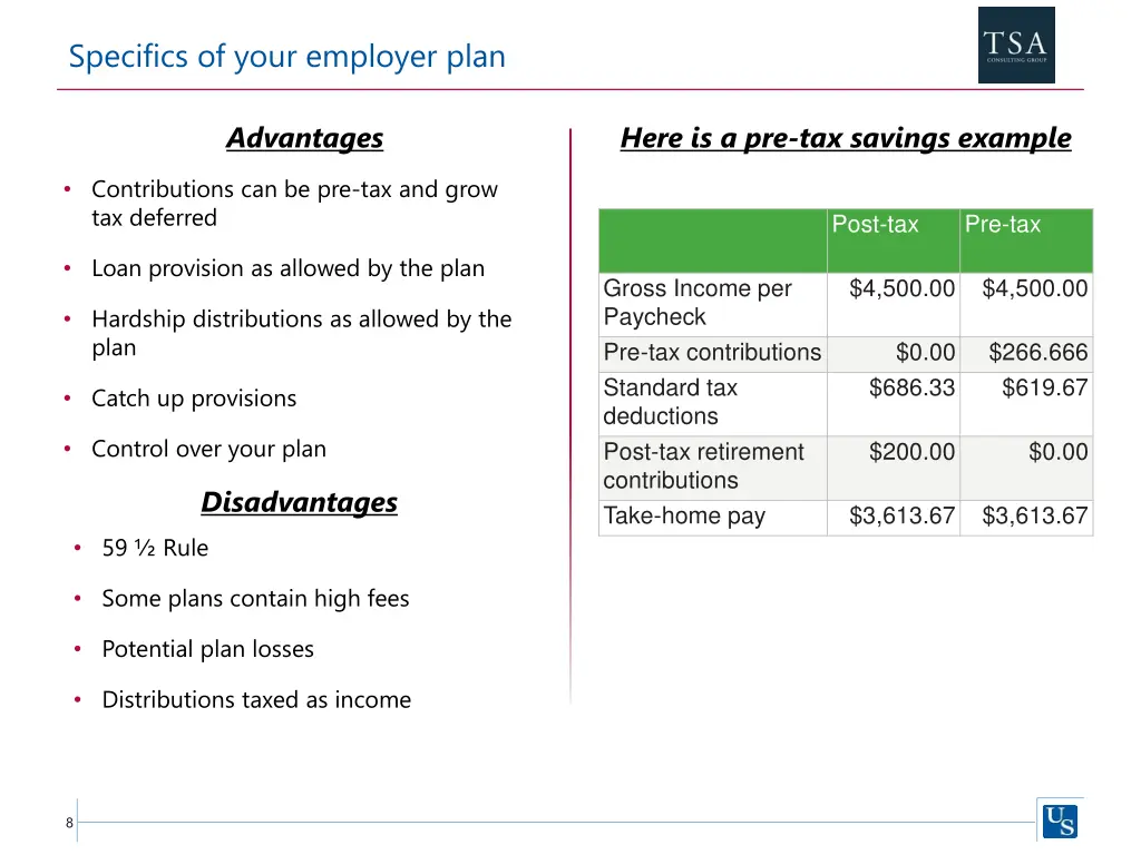 specifics of your employer plan