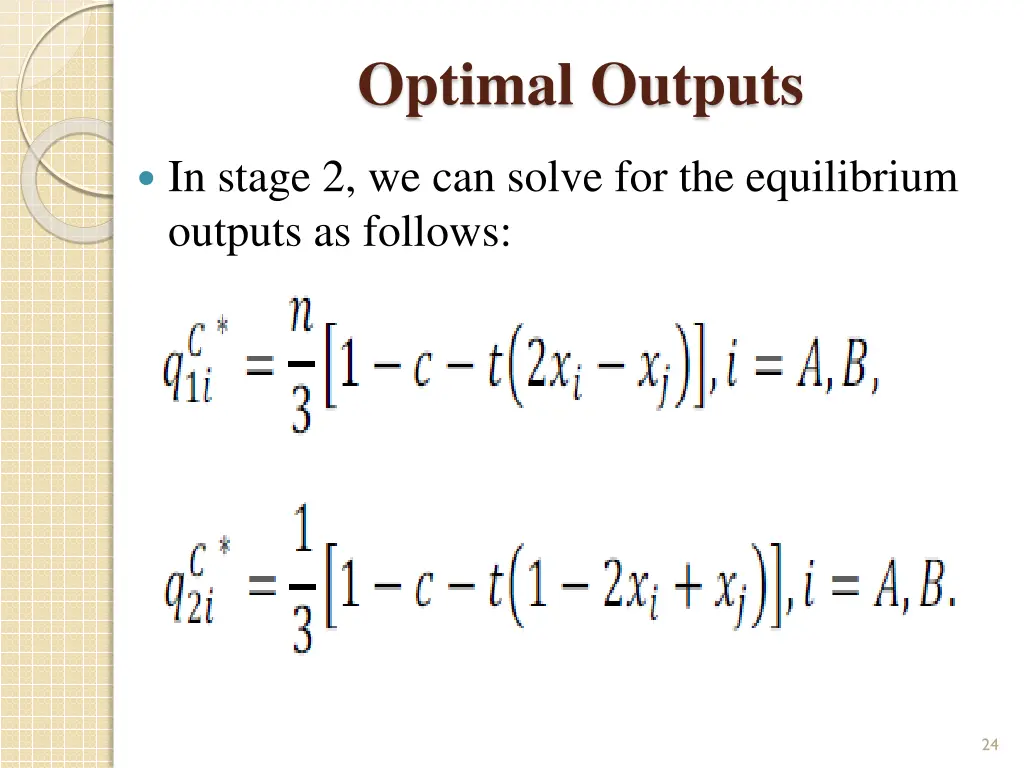 optimal outputs