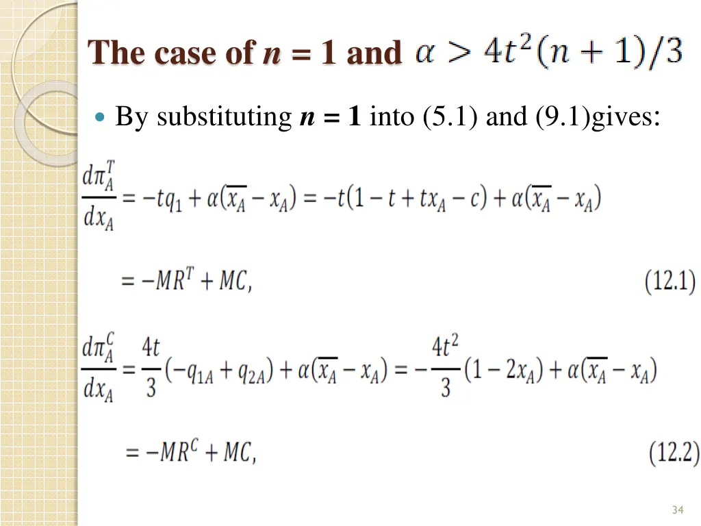 the case of n 1 and