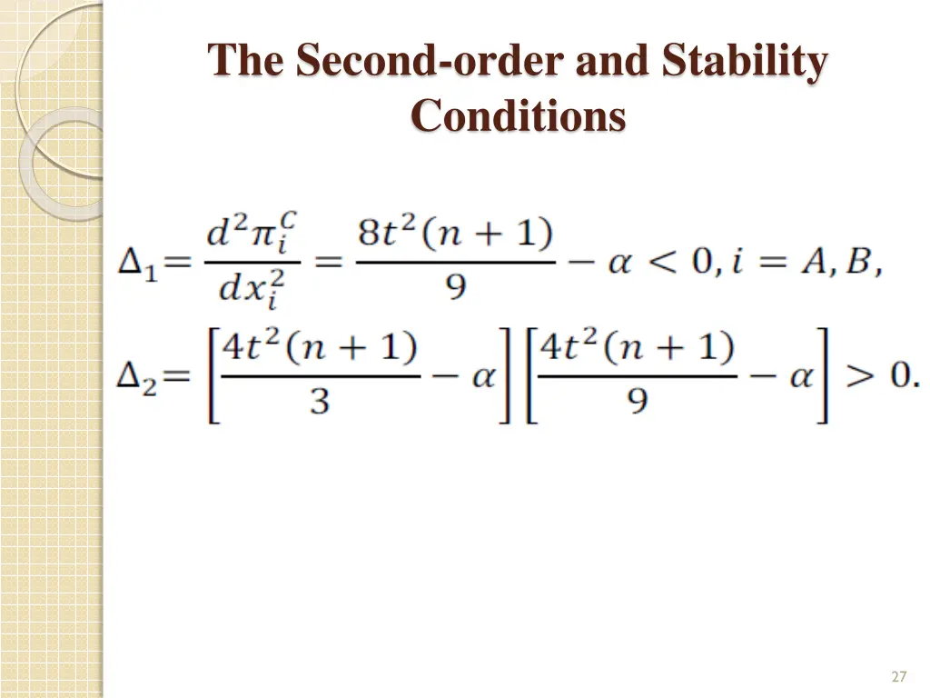 the second order and stability conditions 1